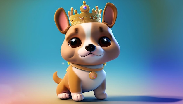 A Cute Baby Dog With Crown