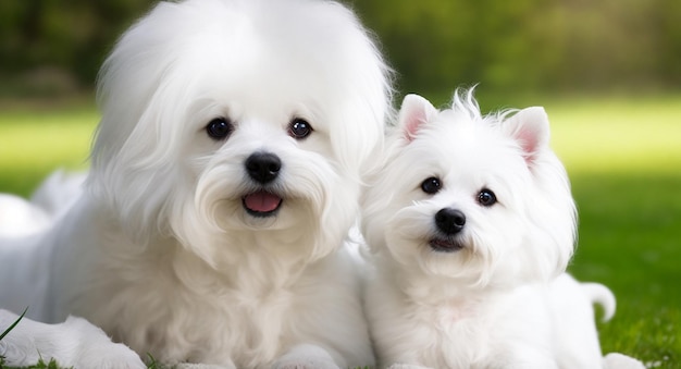 写真 母親と可愛い子犬のai生成画像