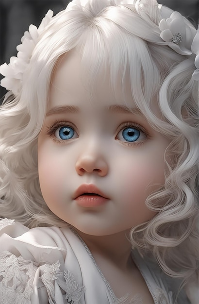 Cute baby doll portrait Ai generative image