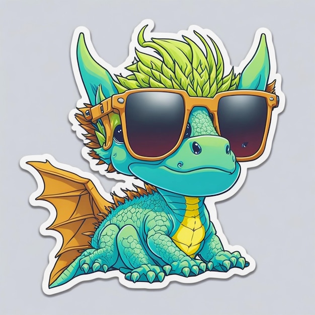 Photo cute baby dragon cartoon sticker