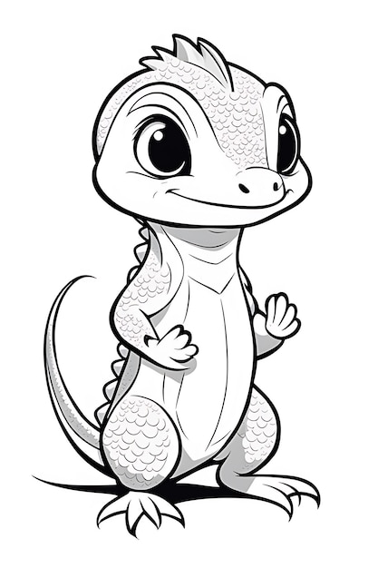 Photo cute baby dragon coloring page