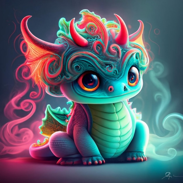 Cute baby dragon or dinosaur