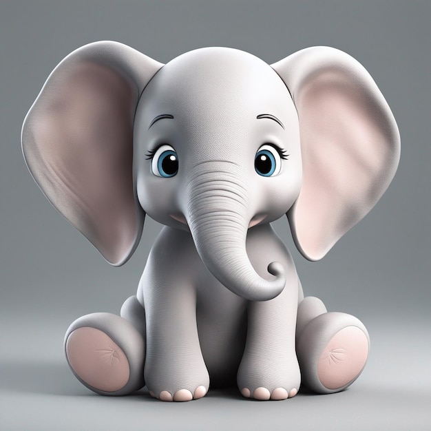 Cute baby elephant cartoon sitting generated by AI