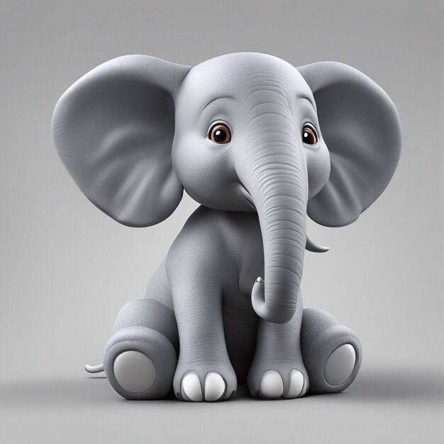 Cute baby elephant cartoon sitting generated by AI