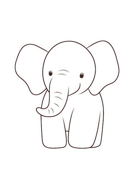 Photo cute baby elephant coloring page on a4 paper