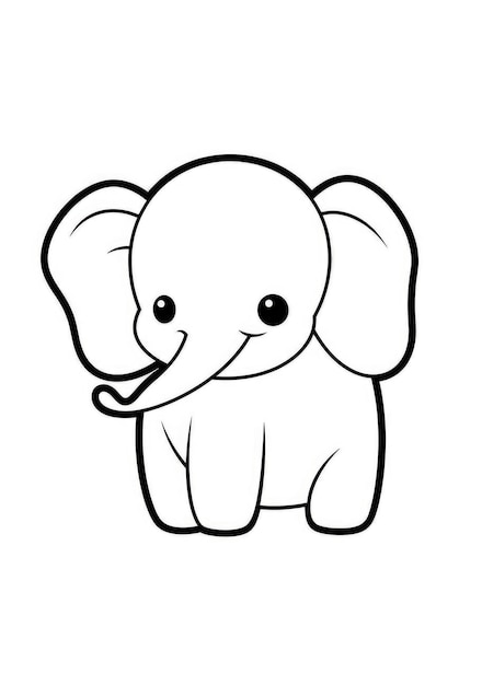 cute baby elephant coloring page on A4 paper