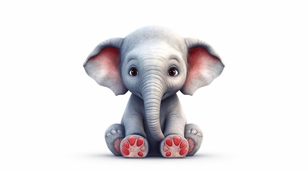 Cute baby elephent sitting illustaration cartoon high Generative Ai