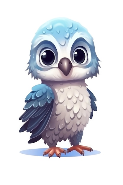 Cute baby Falcon in Cartoon Style on white background generative AI