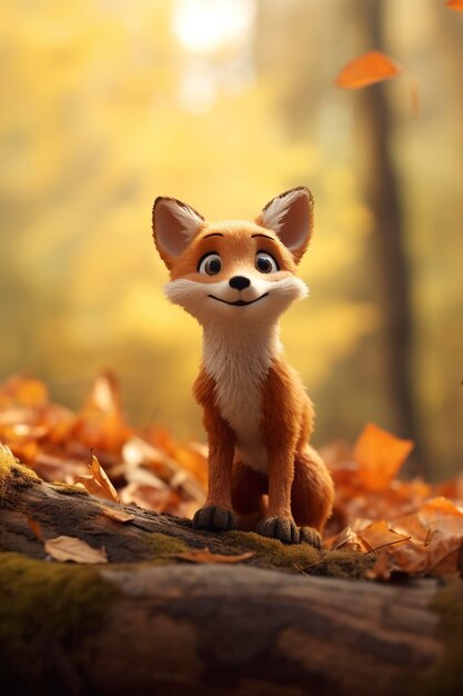 cute Baby Fox cinematic disney style