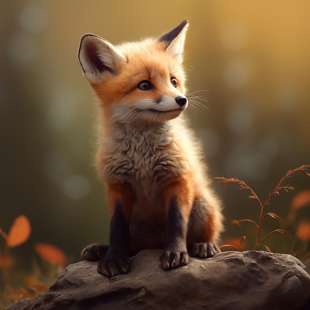 Cute Baby Fox in the Jungle