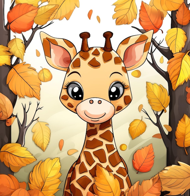 Cute baby giraffe illustration Character Cartoon Vector