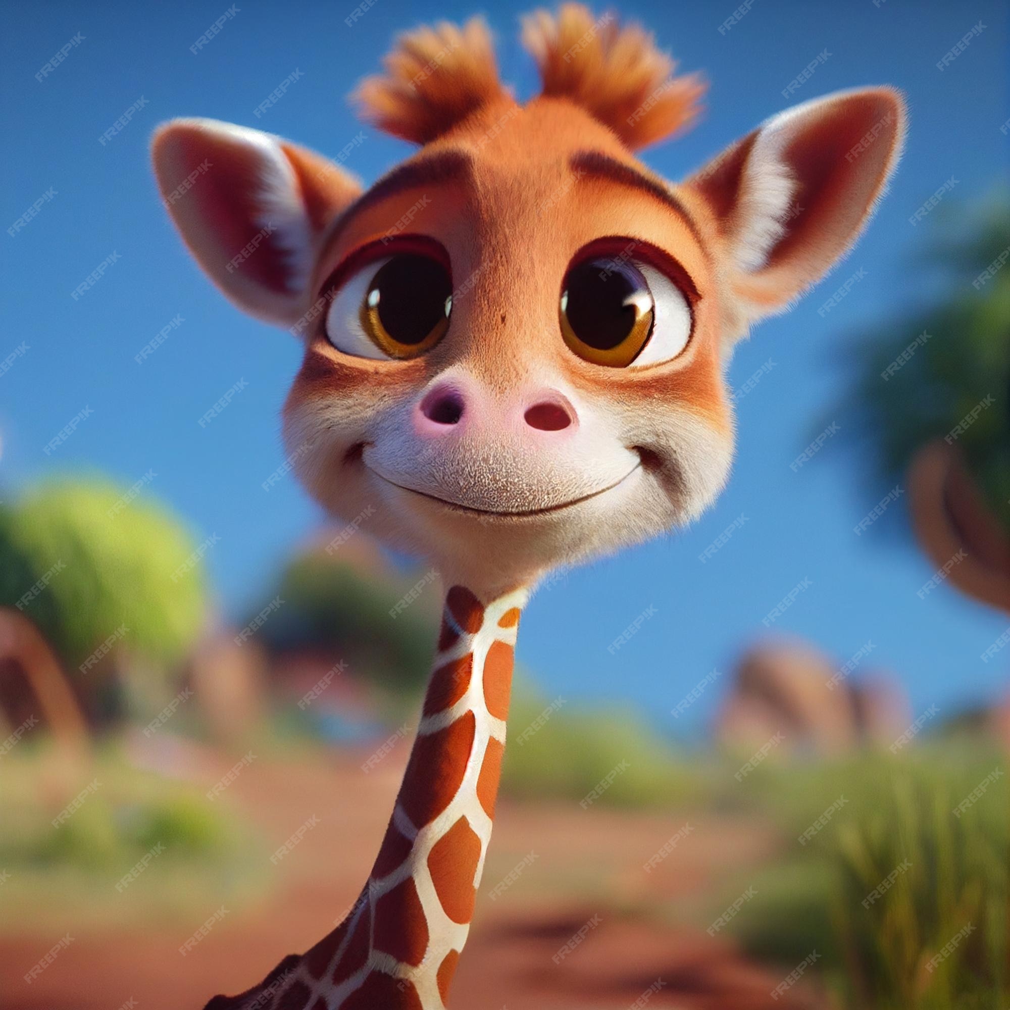 Premium Photo | Cute baby giraffe with big eyes lovely little animal 3d rendering cartoon character Premium Photo | Cute baby giraffe with big eyes lovely little animal 3d rendering cartoon character