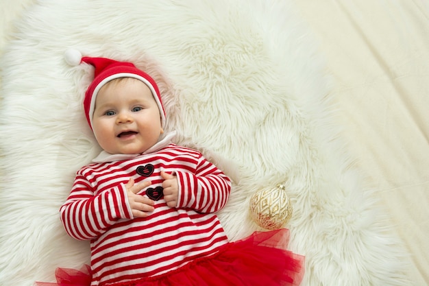 Cute baby girl in Christmas outfit