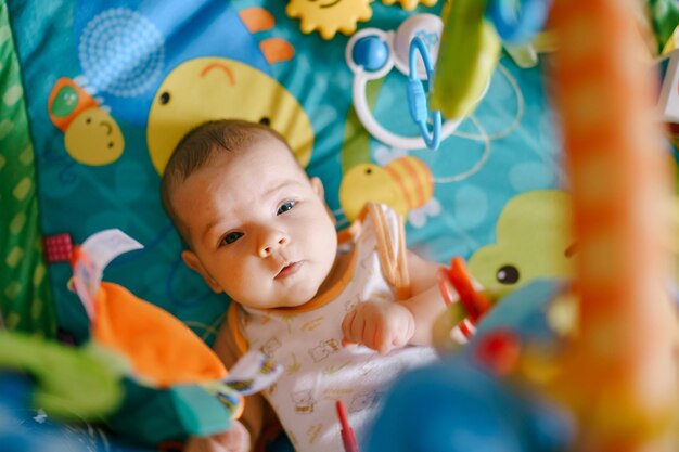 Cute baby girl playing at home