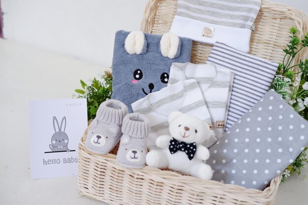 cute baby hampers as a background