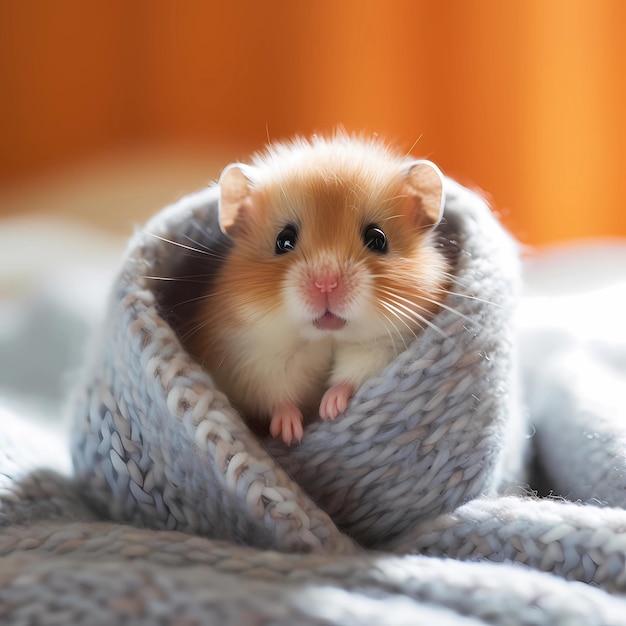 cute baby hamster in a blanket