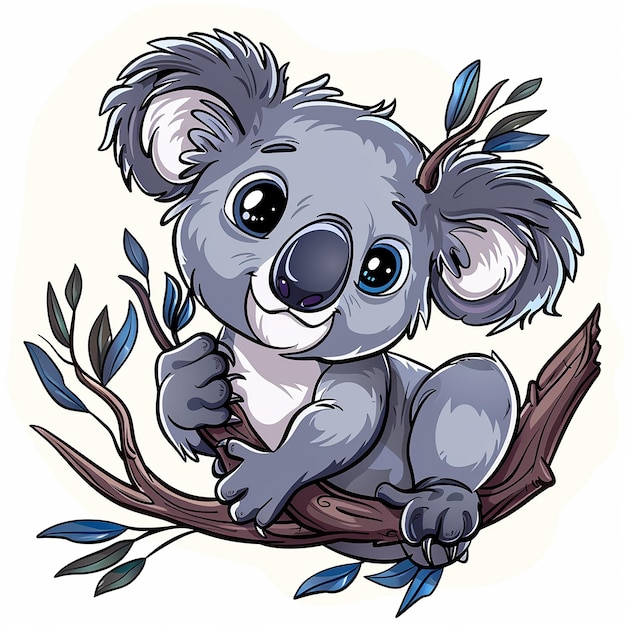 Photo cute baby koala coloring page