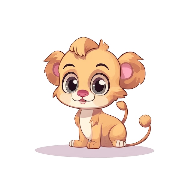 Cute baby little lion cartoon ai generative