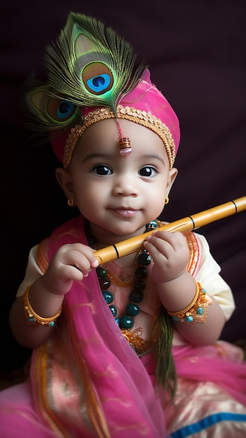 Little Lord Krishna를 닮은 귀여운 아기