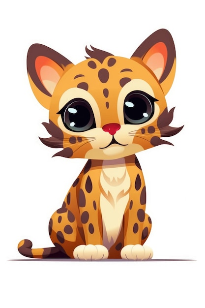 Cute baby Margay in Cartoon Style on white background generative AI