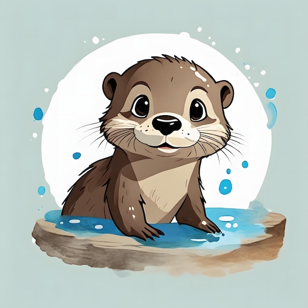 Cute Baby Otter Clipart