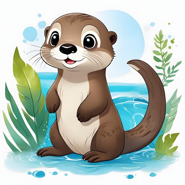 Photo cute baby otter clipart