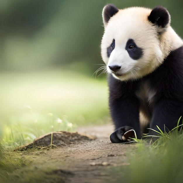 Cute baby panda attractive vibrant