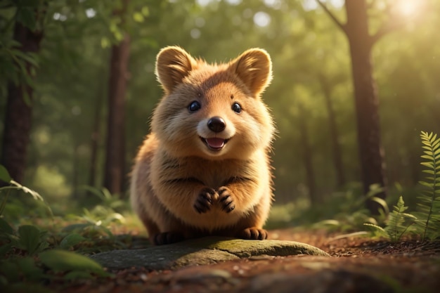 A cute baby quokka happy animal