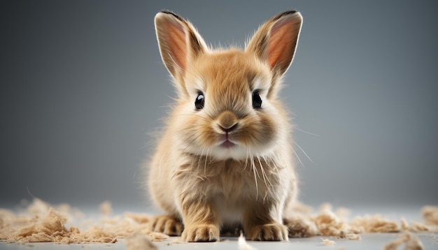 Cute baby rabbit sitting looking at camera fluffy and small generated by artificial intelligence