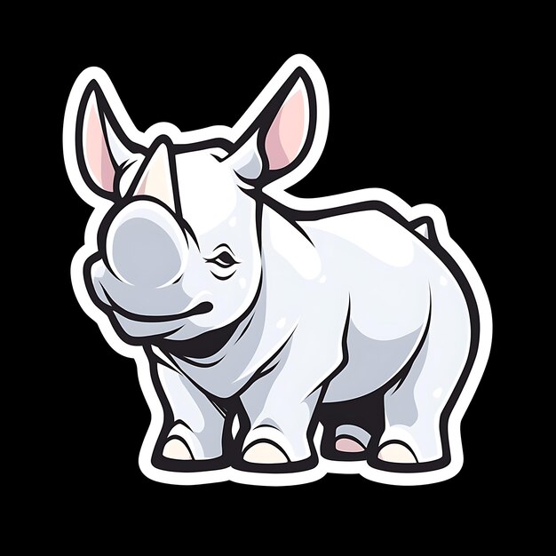 cute baby rhino sticker design illustration