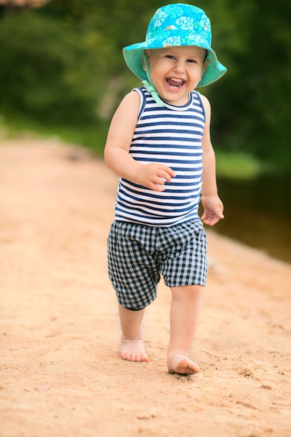 Cute baby running.