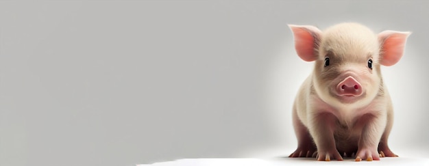 a cute baby's piglet sitting on white background with smiley face