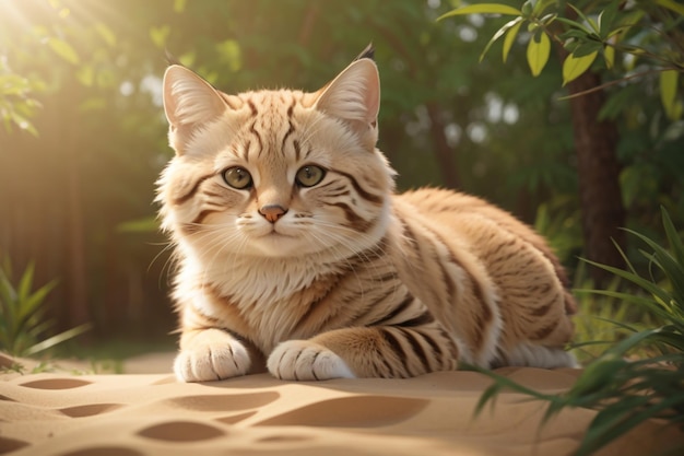 Photo a cute baby sand cat happy animal