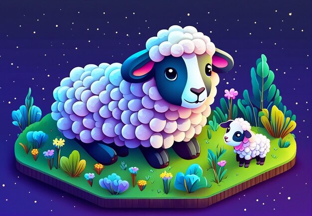 Cute baby sheep image generated by ai