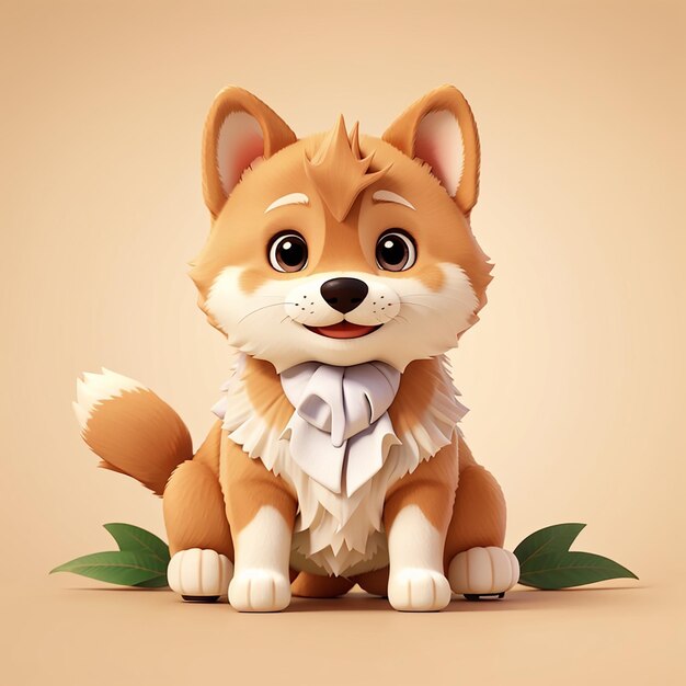 Cute baby shiba inu dog sitting cartoon vector icon illustration animal nature icon isolated flat