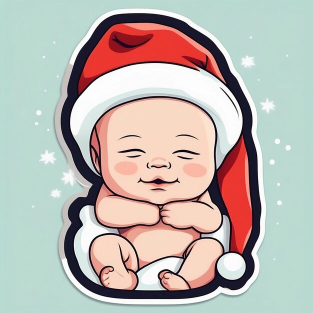 Photo cute baby sleeping wearing santa hat