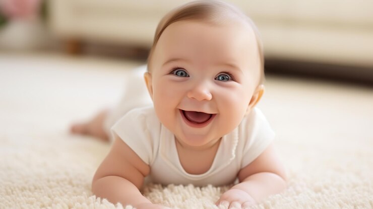 Photo cute baby smile