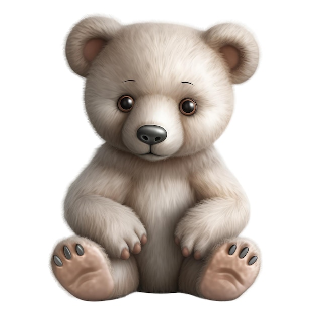 Cute baby smiling bear Transparent isolated background AI