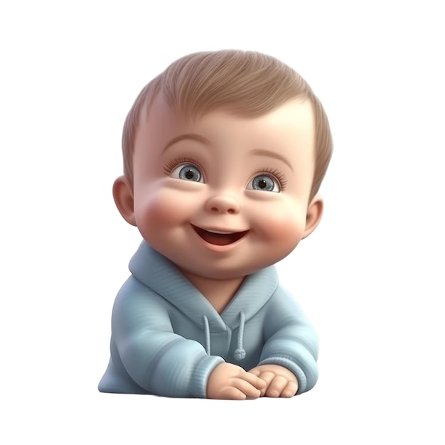 Cute baby smiling boy face Transparent isolated background AI