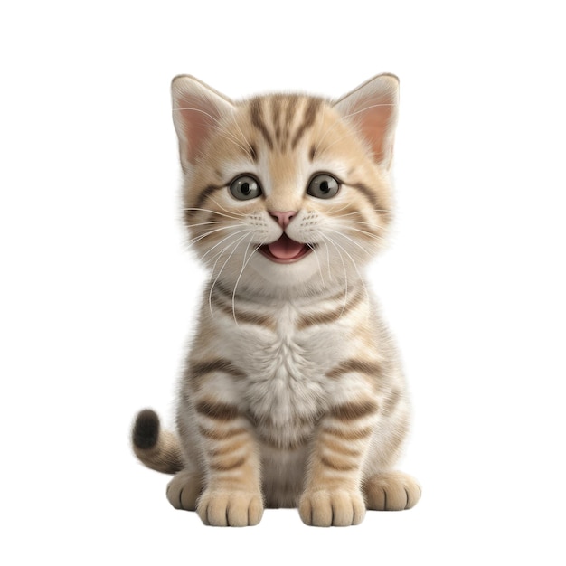 Cute baby smiling cat Transparent isolated background AI