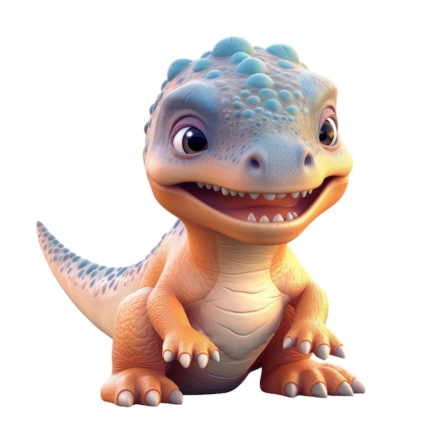 Photo cute baby smiling dinosauer transparent isolated background ai