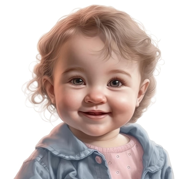 Cute baby smiling girl face Transparent isolated background AI