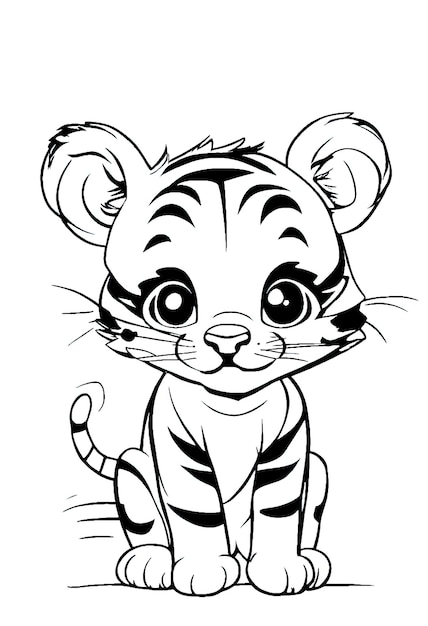 Cute Baby Tiger Coloring Book illustration