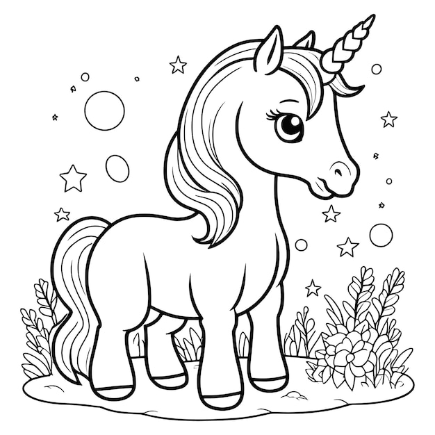 Cute Baby Unicorn Coloring Page for Kids A Drawing