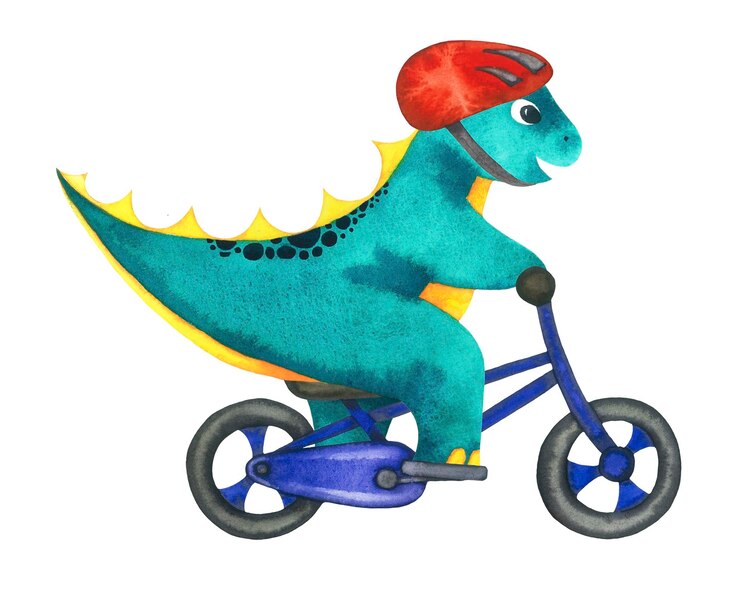 Photo 可愛い赤ちゃんの水彩のスポーツ 赤い自転車に乗った恐 ⁇  スポーツ機器 手描きのイラスト