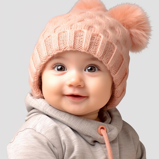 Photo cute baby wear beanie