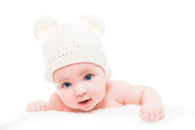 Cute baby on white background