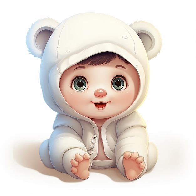 A cute baby in white background