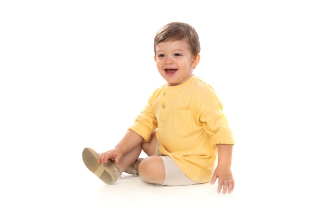 Cute baby with yellow tshirt