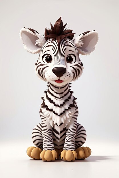 Photo cute baby zebra cartoon on white background